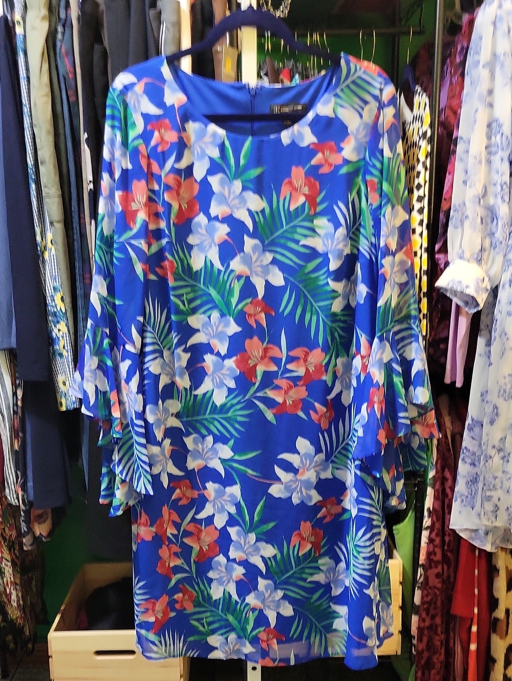 INC International Concepts Royal Blue Floral Shift Dress